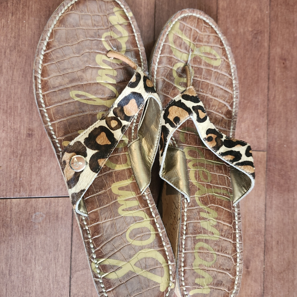 Sam Edelman Leopard Thong Platform Sandals